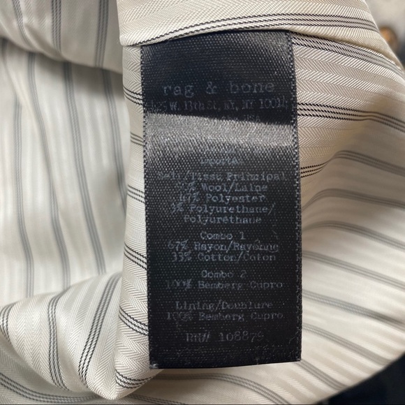 RAG & BONE Black & Ivory Single Breasted Blazer Size 0 - Picture 9 of 9